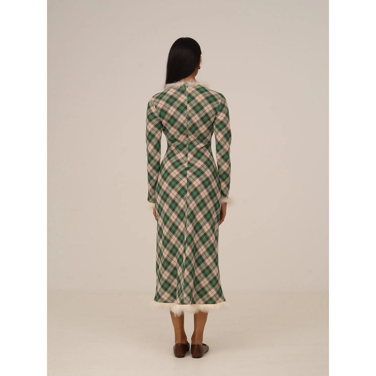 Clover Midi-Kleid mit grünem Karomuster