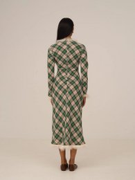Clover Midi-Kleid mit grünem Karomuster