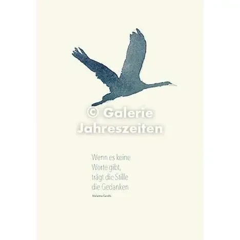 Watercolor sympathy card | Flying crane | Quote M. Gandhi