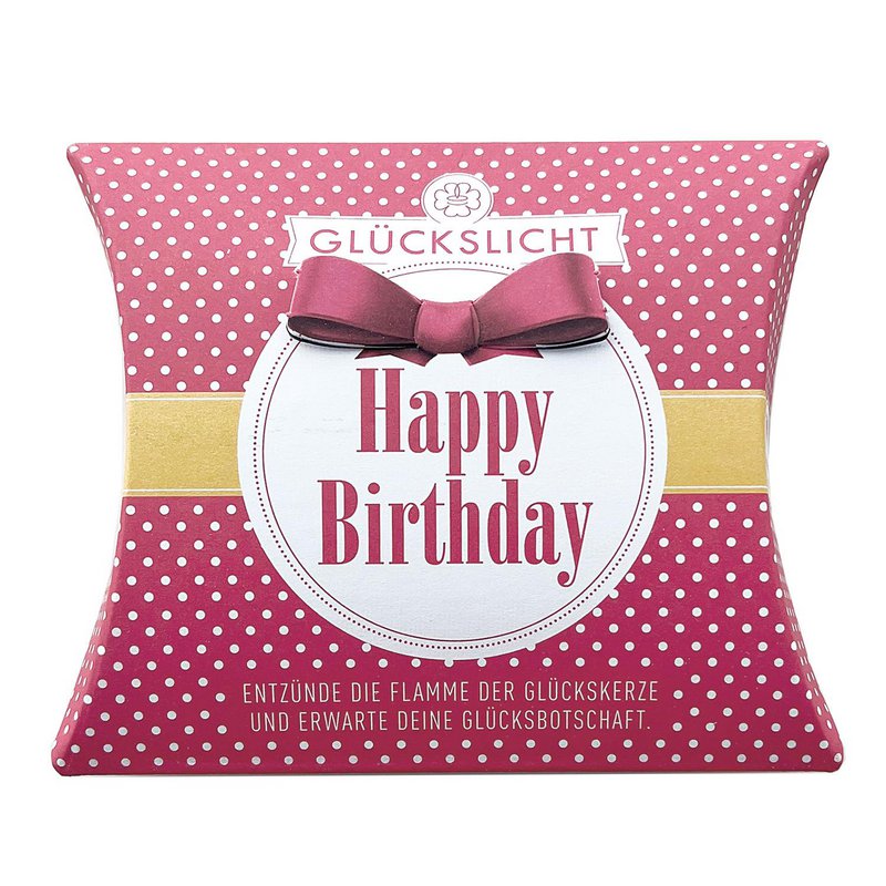 Luz de la suerte / En la caja de regalo con un lazo recortado 🎀 / Lunares / Feliz cumpleaños