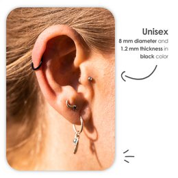 Zwarte Chirurgisch Stalen Ring Piercing — Oorbellen Ringetje Geschikt voor Helix Tragus Septum Lip Neus Wenkbrauw Piercings