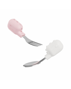 HEORSHE First Baby Spoon & Fork Set, PINK