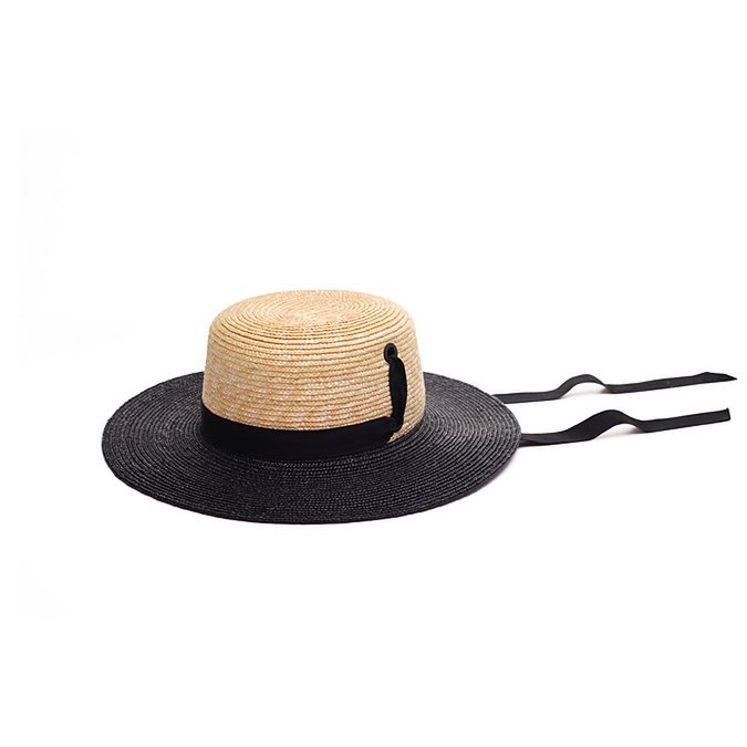 Canotier en paille bicolore