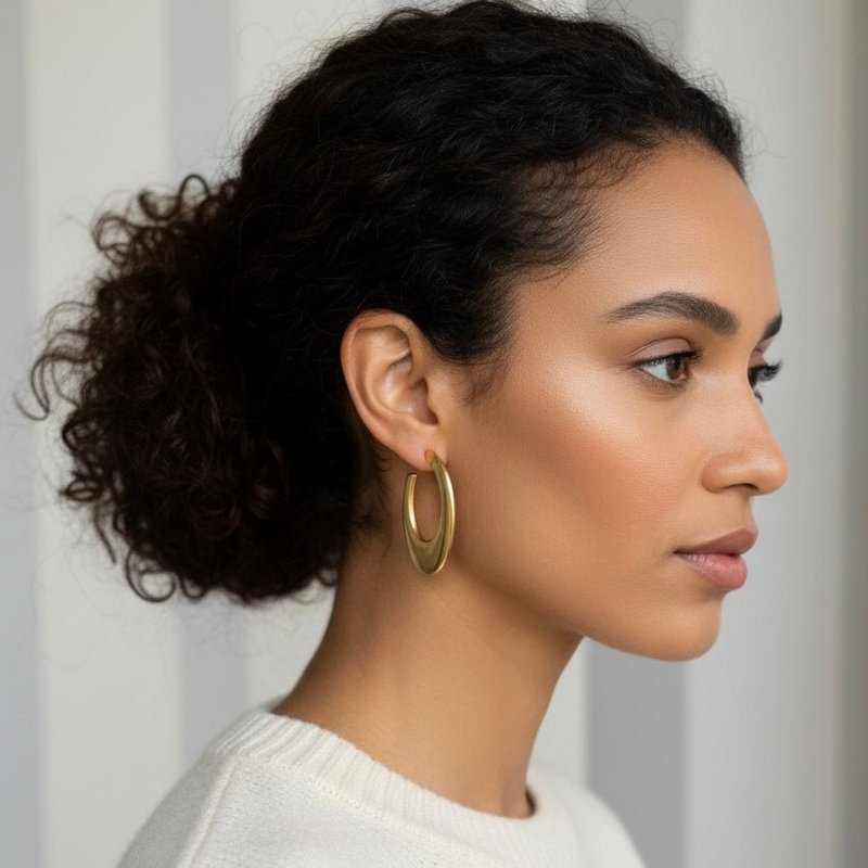 OVAL BLISS – Guld Oval Lobe Øreringe