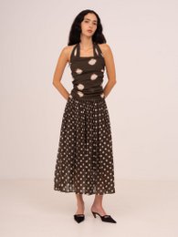 Firstdance Brun Polka Dot Midi-kjole