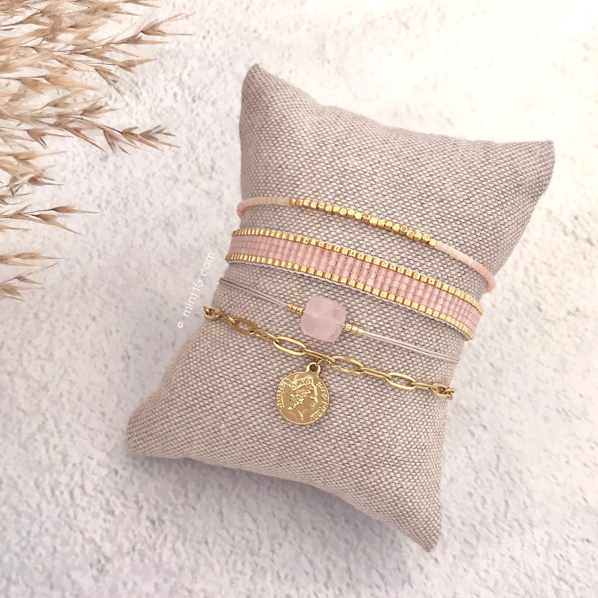 Seidensatinarmband - weicher Pfirsich