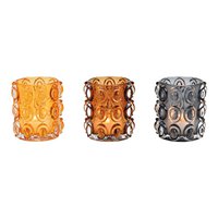Glass lantern 3-fold black, brown, amber (W/H/D) 10x11x10cm