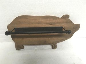 Kitchen roll holder pig wood