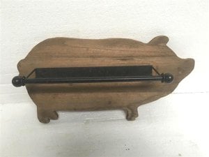 Kitchen roll holder pig wood
