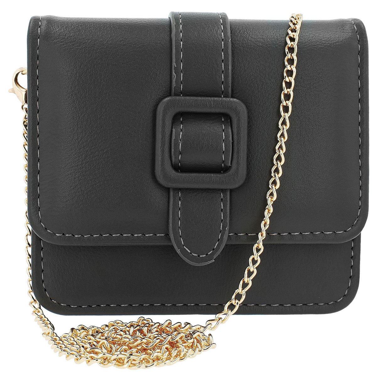 Mini sac avec miroir, simili cuir, gris foncé