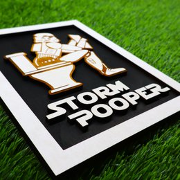 Grappige badkamerwandteken - Stormtrooper Toilet Humor - Storm Poeple Laser Cut Wood Plaque - Geek Decor