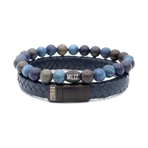 Heren armbanden Set 'Navy Night' -zwarte sluiting