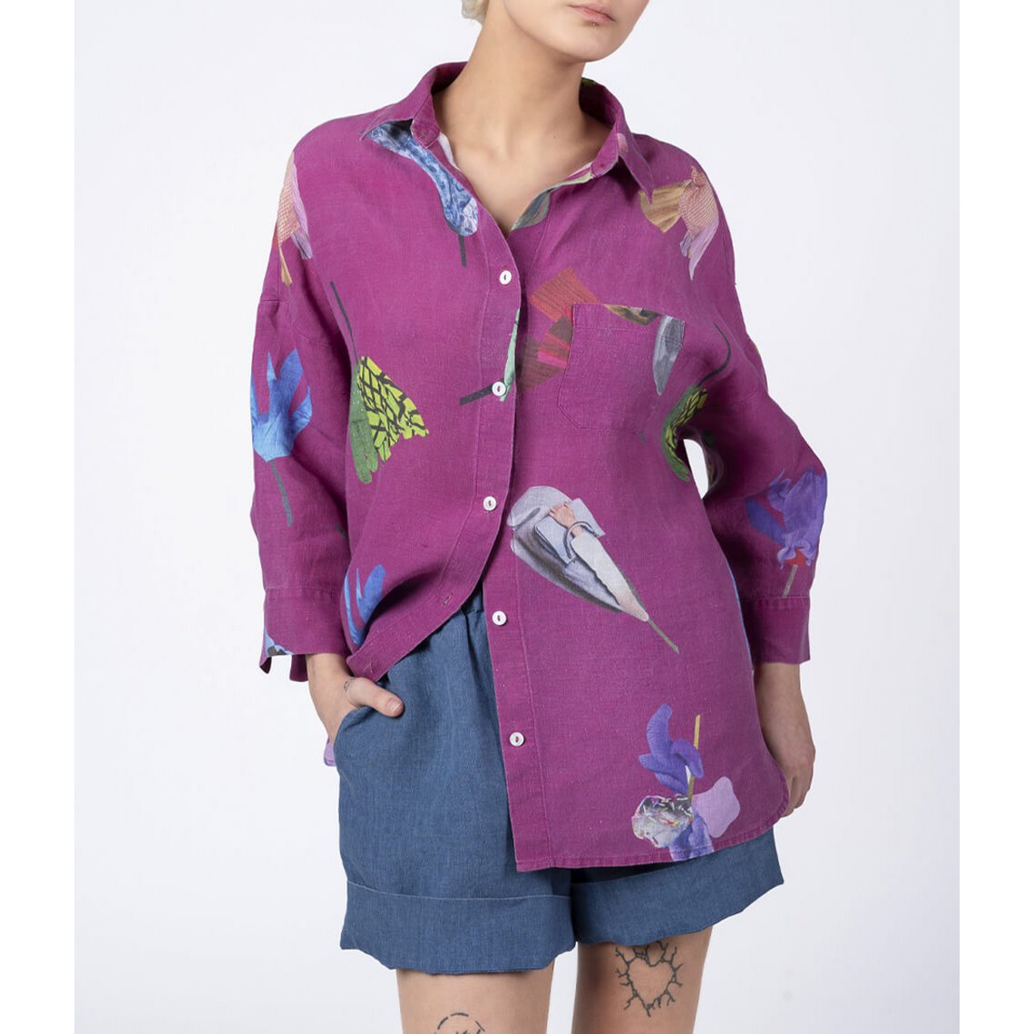 Linnen overhemd Fashionista Magenta
