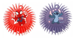 "Spidey Stitch fluffy spiky rubber ball toy, red purple, 12cm, character design, sensory play"