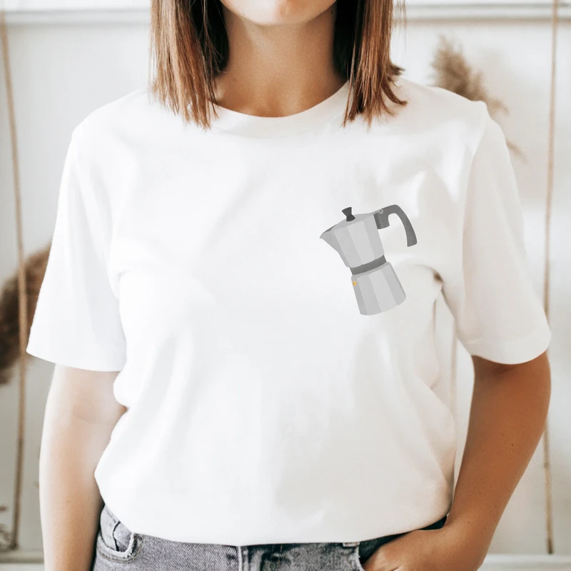 T-Shirt Coffee ORGANIC COTTON Coffee Pot - Gift Coffee Lovers Shirt Espresso Pot