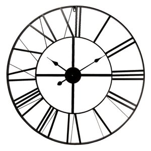 Wanduhr Ø 80 cm schwarze Metallwanduhr