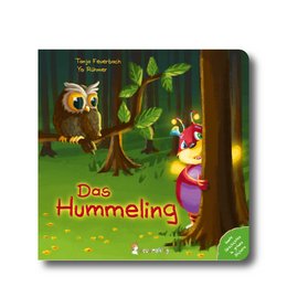 "A children's book titled 'Das Hummeling' featuring an owl and a red creature in a forest setting. The book cover shows vibrant colors and illustrations of nature elements like leaves and trees."
The image shows the cover of a children's book titled "Das Hummeling". The cover features an illustration of an owl perched on a tree branch, with a red creature peeking out from behind the leaves. The forest setting is depicted with lush greenery and a warm, vibrant color palette.
