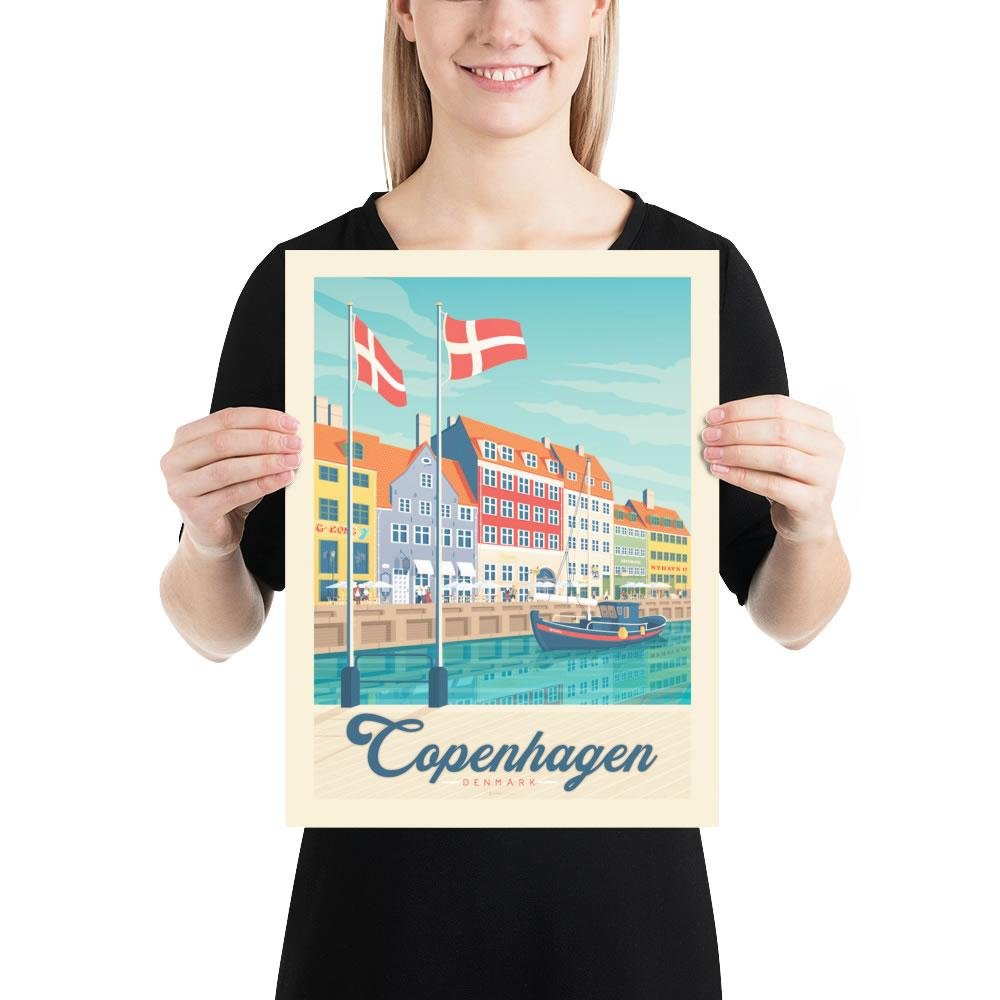 Vintage Kopenhaga Plakat | Plakat Miasto Kopenhaga Dania