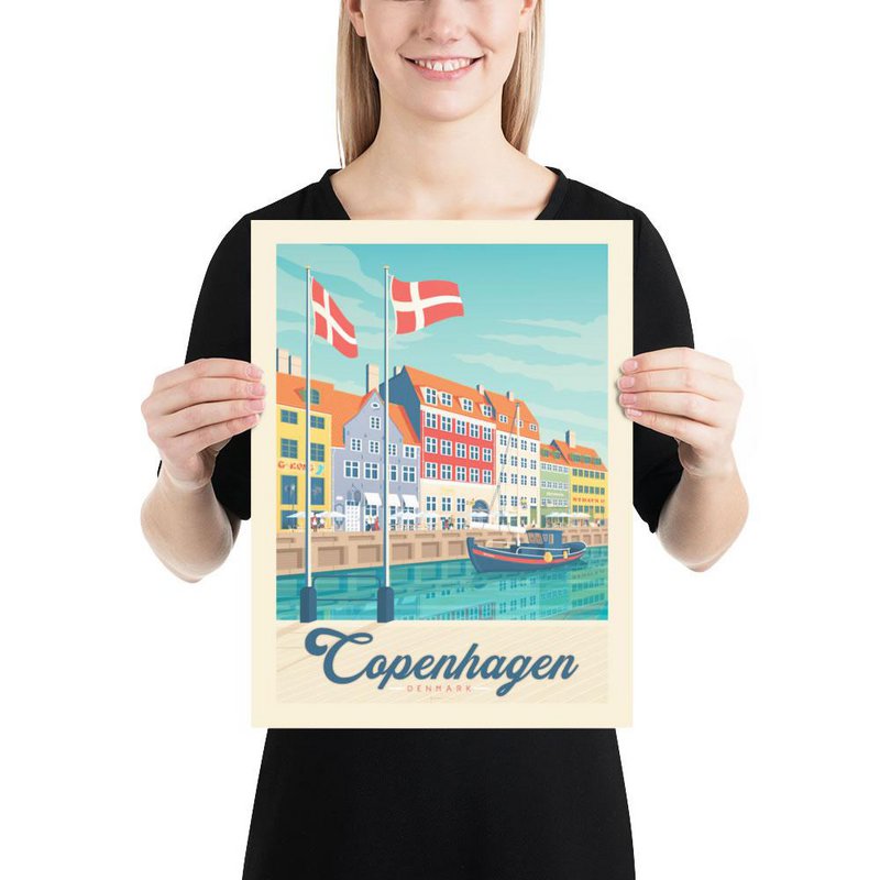 Vintage København plakat | Plakat By København Danmark