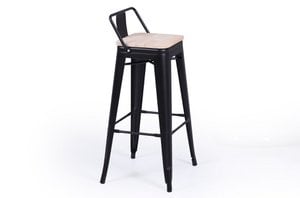 TALL STOOL TOLIX BLACK SEAT WOODEN OAK NORDISH. OK1232 (8444)
