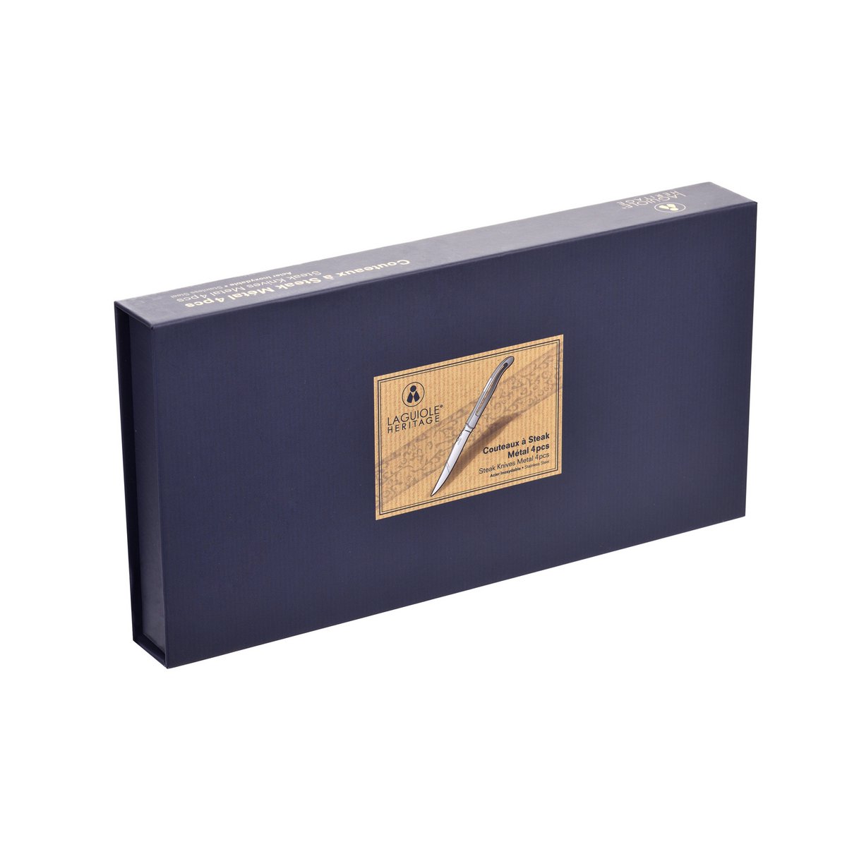 Laguiole Héritage Box of 4 metal table knives