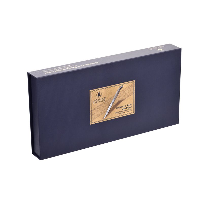 Laguiole Héritage Box of 4 metal table knives