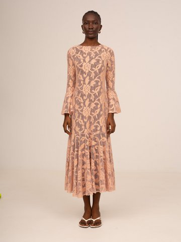 Pink Jester Embroidery Midi Dress