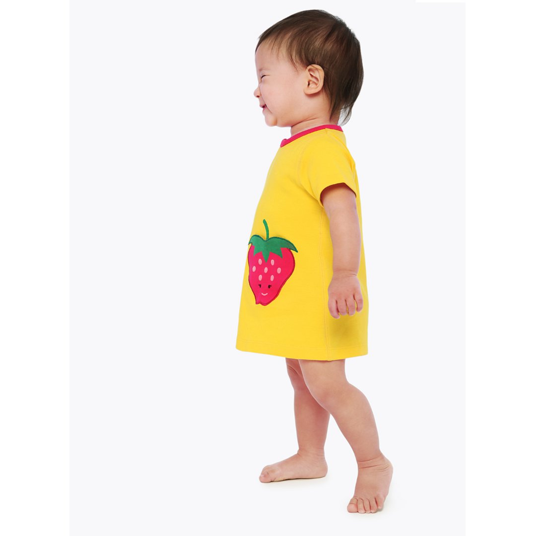 Kleid mit Reißverschluss und Erdbeerapplikationen