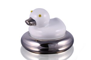3 in1 Swimming Duckie Table Clock/Jewelry box, Porcelain