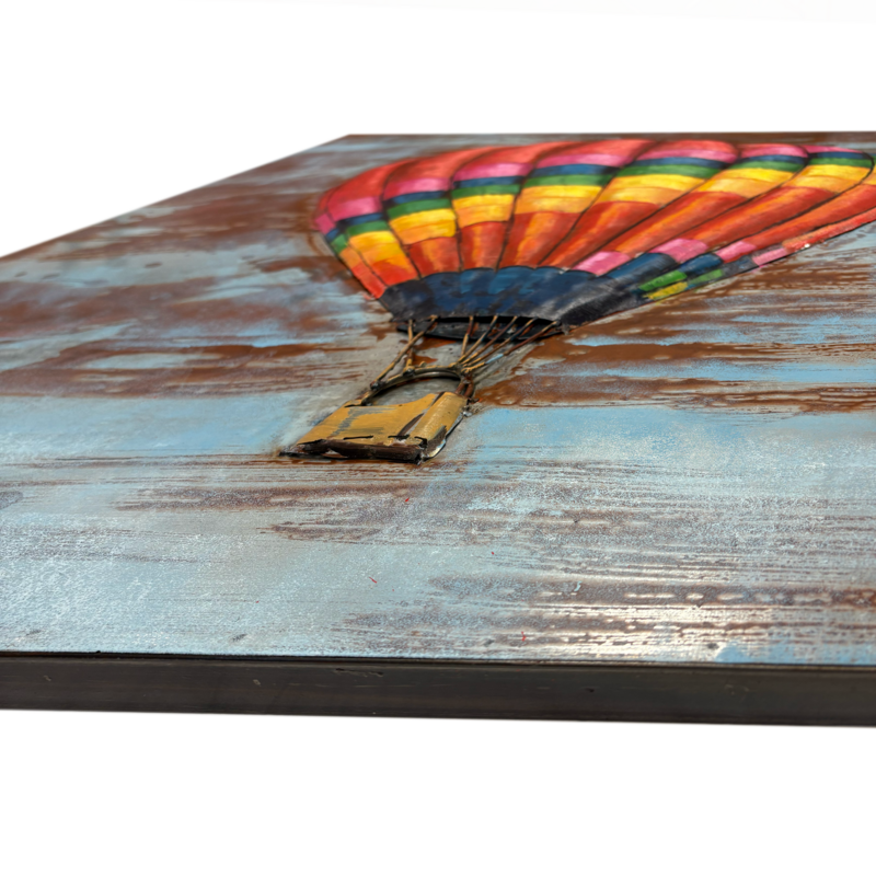 Rainbow hot air balloon metal picture 80 x 80 x 8 cm