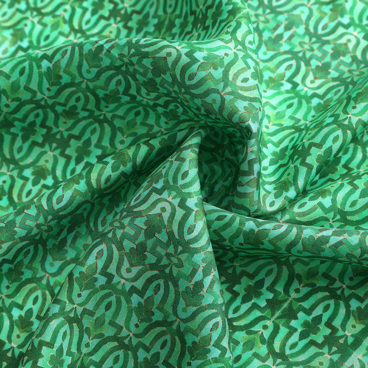 Green Square Silk Scarf Fihri