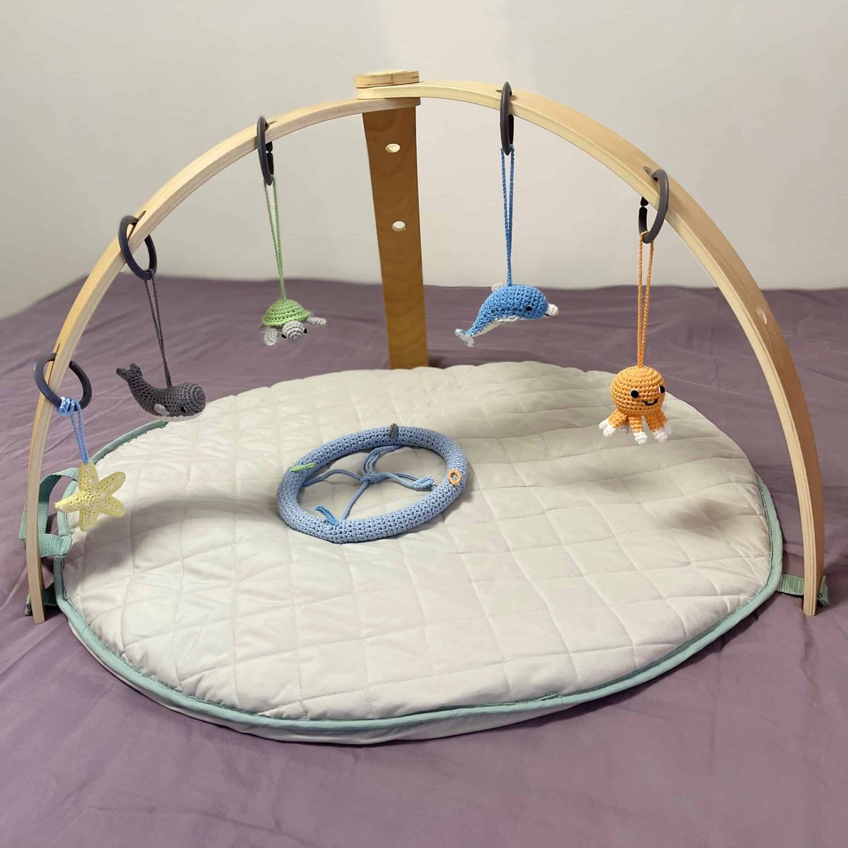 Multifunctional 4in1 baby mobile SEA ANIMALS (crocheted)