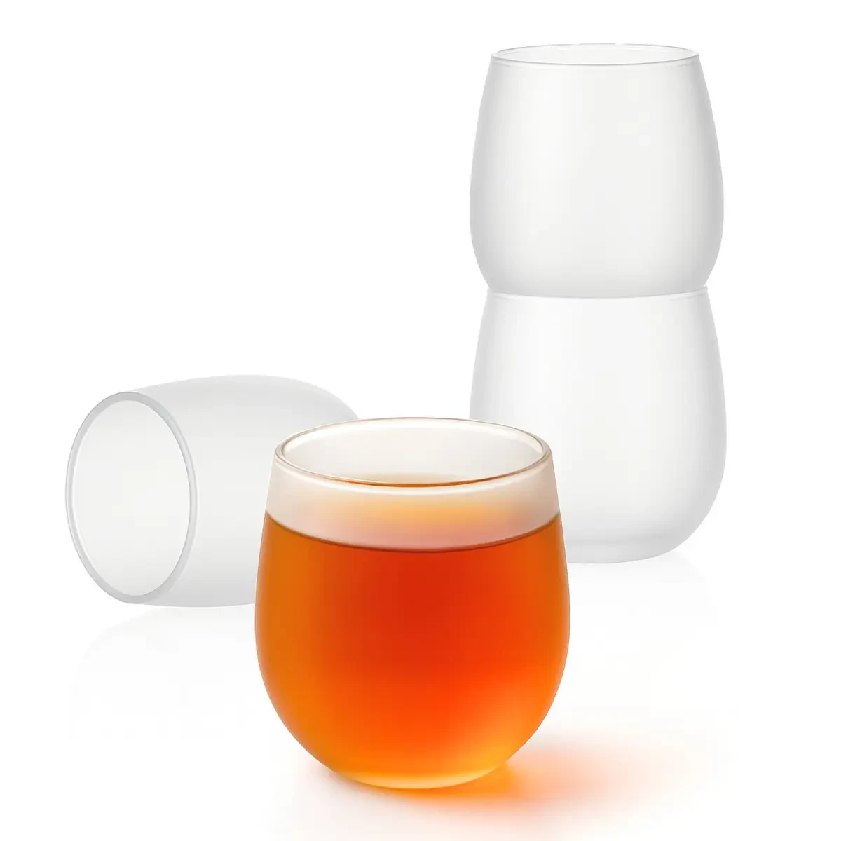 Juego de 4 vasos de té japoneses, elegantes vasos de 200 ml para té, agua, zumos y sake