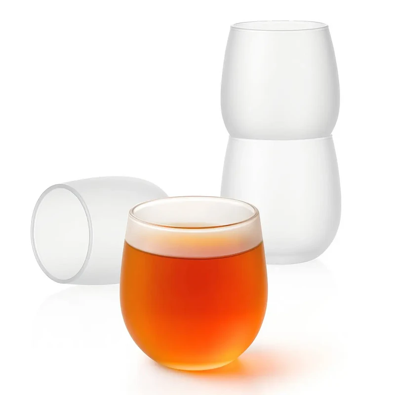 Japanske teglas sæt med 4, 200 ml elegante glas til te, vand, juice og sake