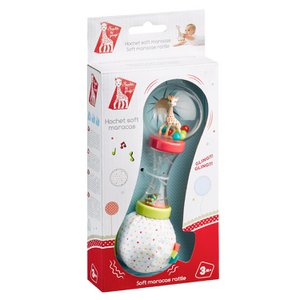 Sophie de giraf zachte maracas rammelaar in wit-rood geschenkdoosje