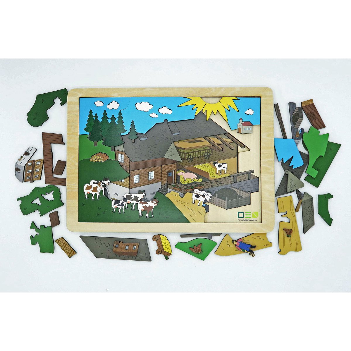 Blick-Durch-Puzzle: Schwarzwälder Bauernhof | Mehrschichtiges Holzpuzzle für die ganze Familie | Geschenk für Schwarzwaldliebhaber