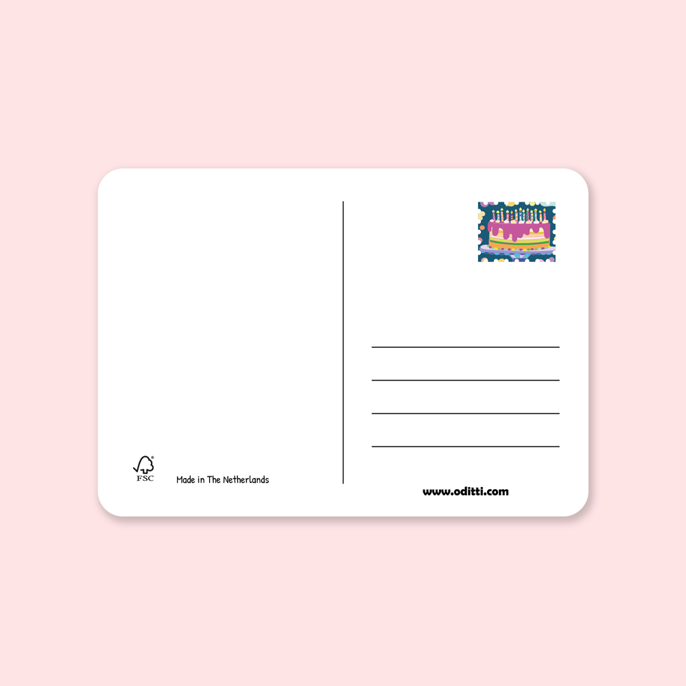 Geburtstagskuchen- und Herz-Postkarte