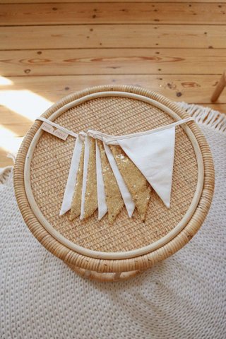 Paillettengirlande „Gold und Beige“