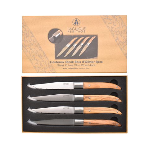 LAGUIOLE HERITAGE Set of 4 olive wood steak knives