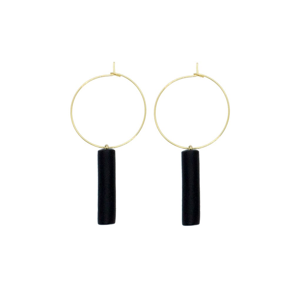 Gold Creolen - Black Bar Pedant