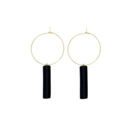 Gold Creolen - Black Bar Pedant