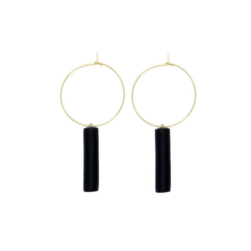 Gold Creolen - Black Bar Pedant