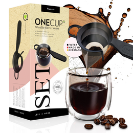 60 one-cup coffee filters with a reusable mount, made of durable plastic and stainless steel for convenient single-serve brewing.