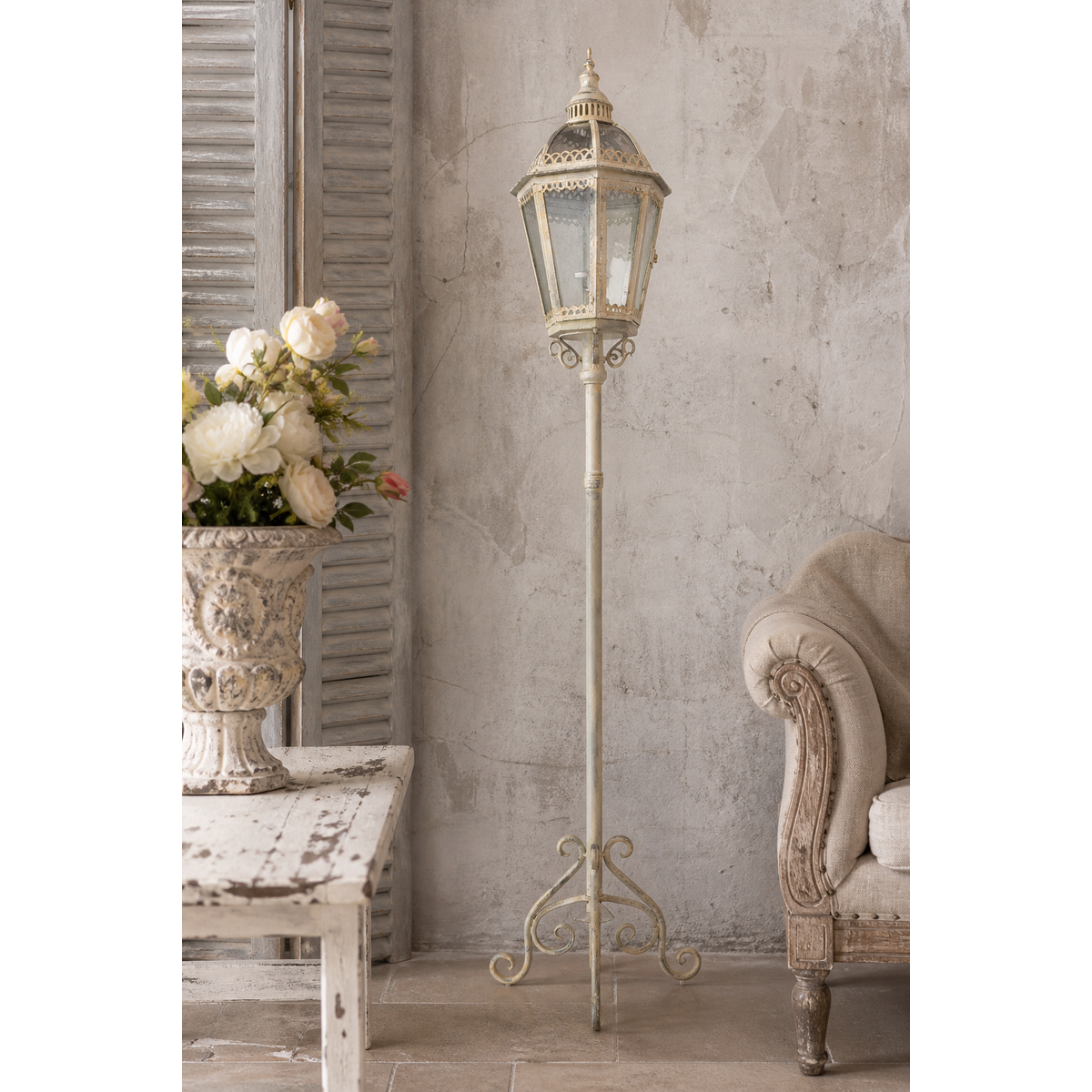 Lámpara de pie Lantern h 164x26 cm estilo shabby chic