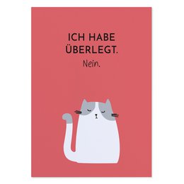 Lustige Postkarte mit Spruch „Ich habe überlegt. Nein.“ 