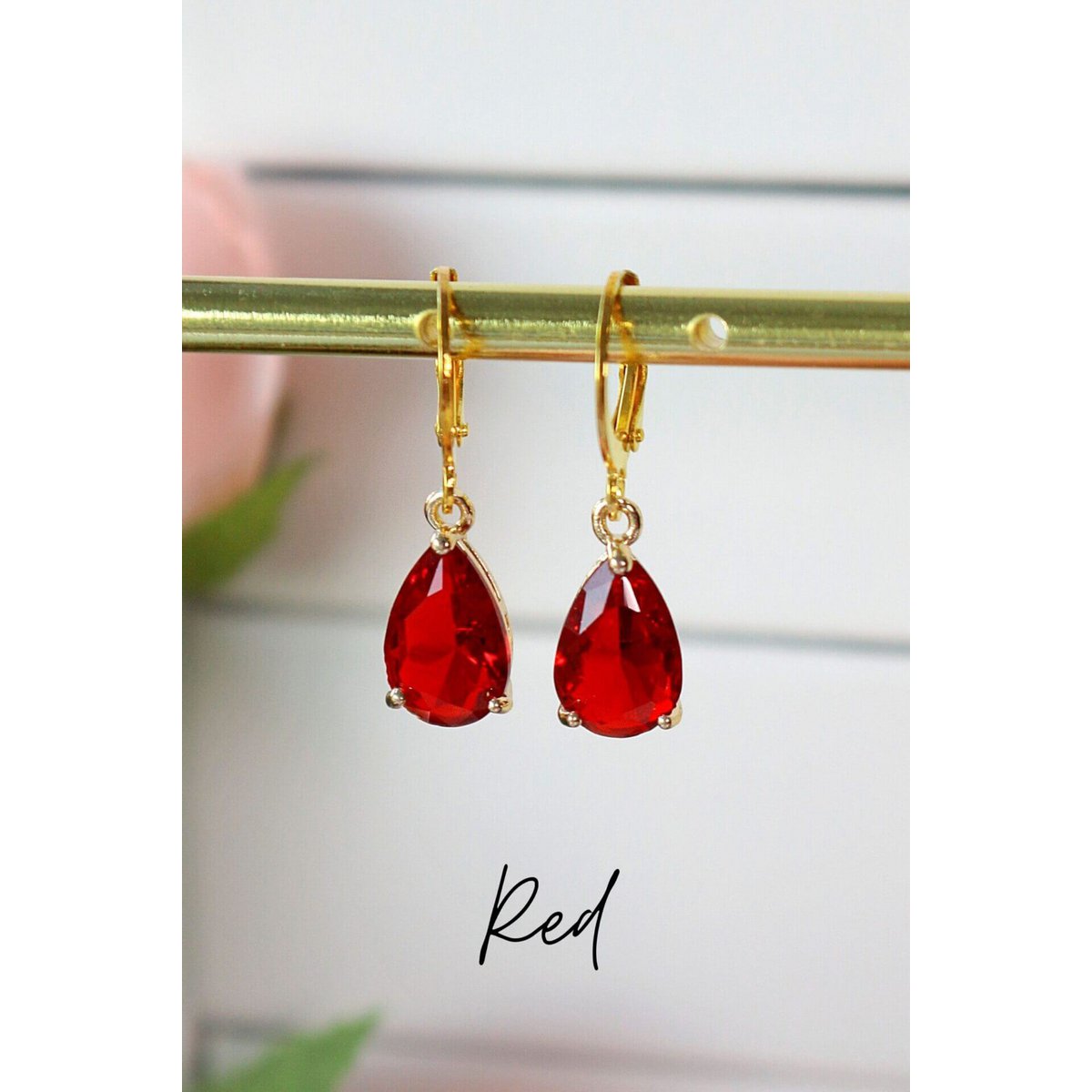 18K Rainbow Teardrop Hoops