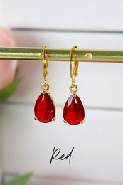 18K Rainbow Teardrop Hoops