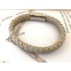 Heren armband gevlochten leer taupe