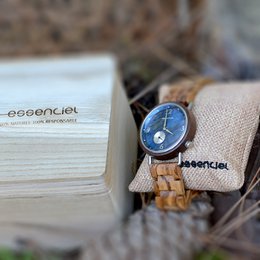 Reloj de hombre azul y madera - 40mm