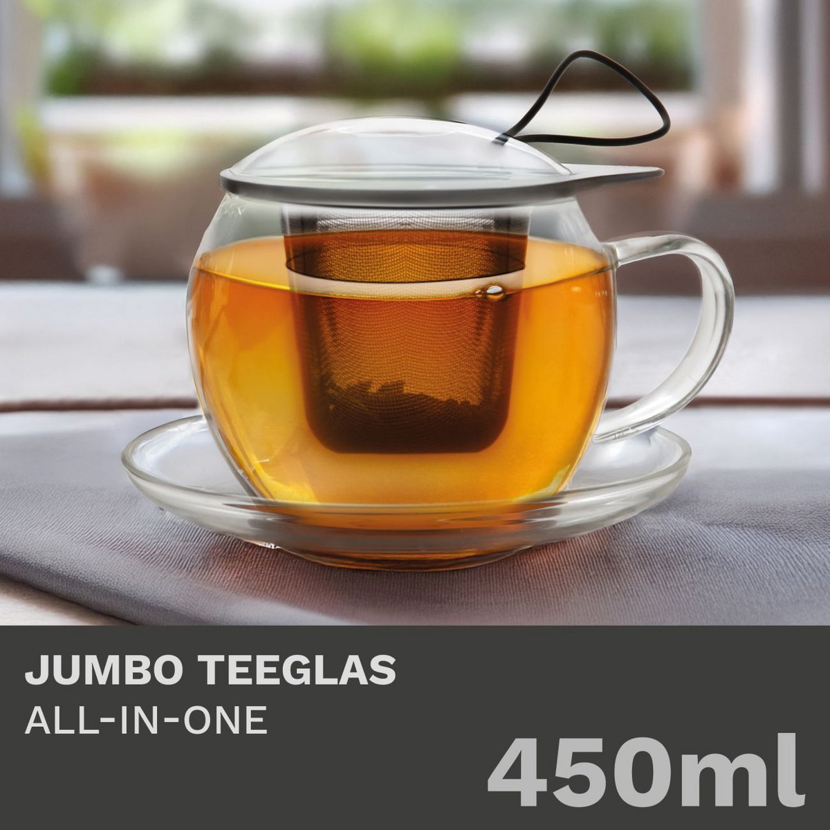Creano Jumbo XXL Glas-Teetasse mit Henkel